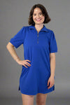 Half Zip Collared Shirt Dress - Blue
