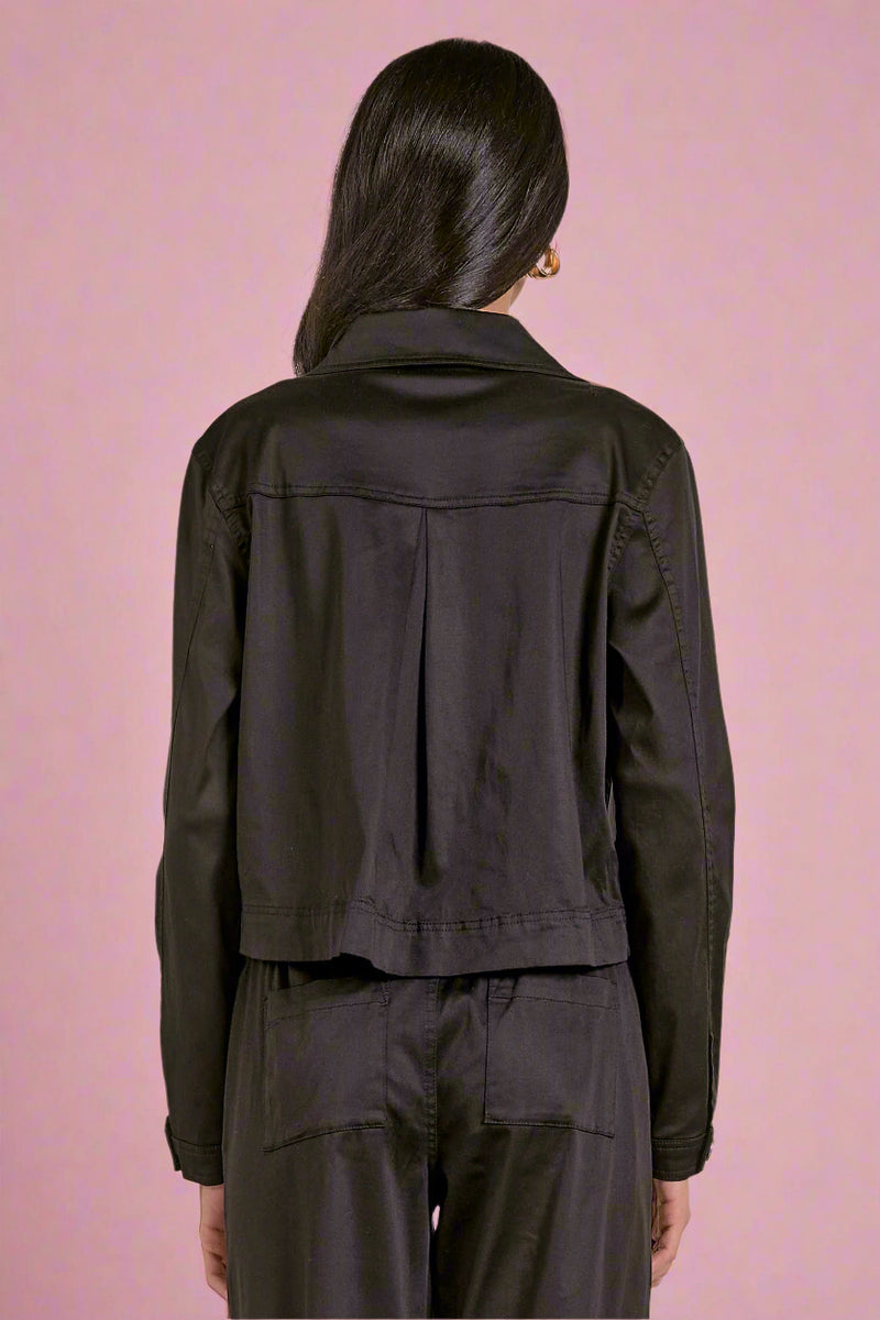 Lightweight Button Front Jacket - Black