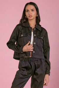 Lightweight Button Front Jacket - Black