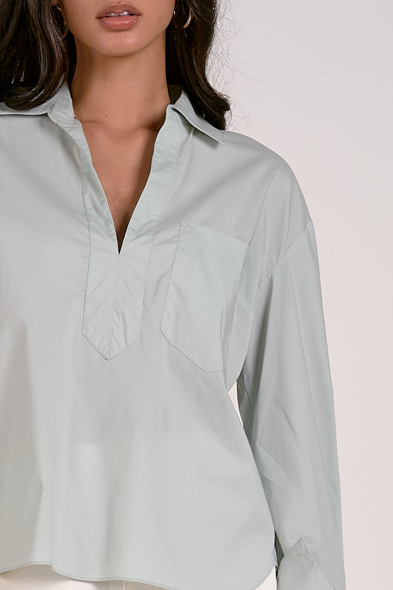 Lightweight Collared Cotton Top - Mint