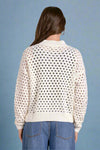 Open Knit Zip Up - White