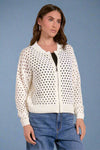 Open Knit Zip Up - White