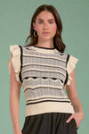 Flutter Sleeveless Sweater - Black