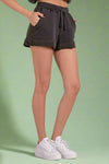 Drawstring Sweatshirt Shorts - Black