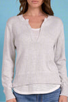 Layered Split Neck Top - Grey
