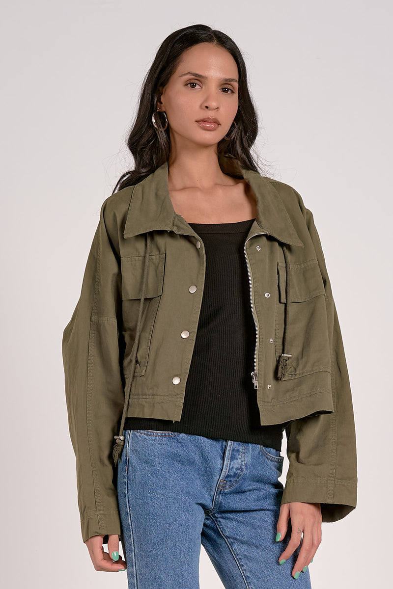 Buttoned Lightweight Utility Jacket