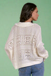 Collared V-Neck Knit Top