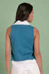 Collared Sleeveless Layered Sweater Top