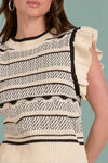 Flutter Sleeveless Sweater - Black