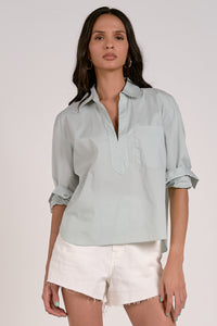 Lightweight Collared Cotton Top - Mint