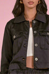 Lightweight Button Front Jacket - Black