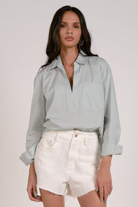 Lightweight Collared Cotton Top - Mint