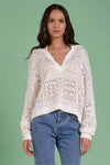 Collared V-Neck Knit Top