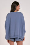 Cropped Dolman Sleeve Sweatshirt - Navy