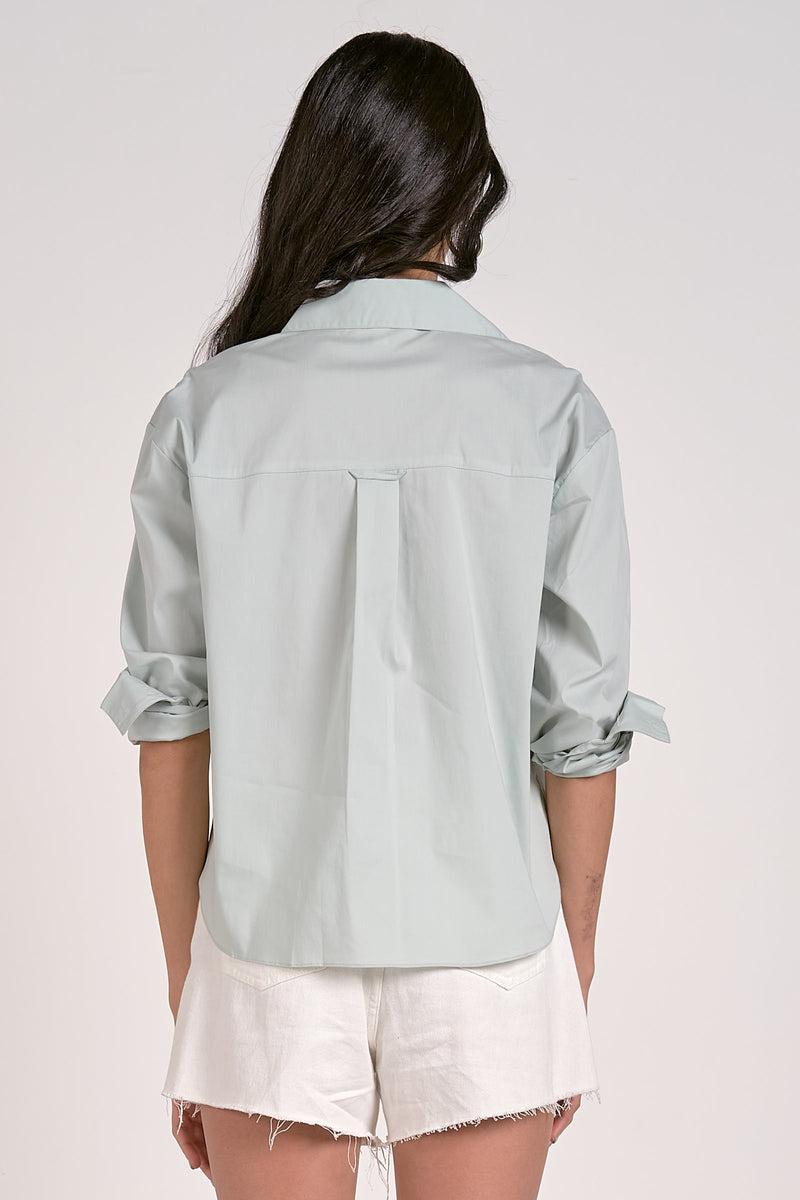 Lightweight Collared Cotton Top - Mint