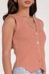 Sleeveless Ribbed Sweater Top - Peach