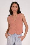 Sleeveless Ribbed Sweater Top - Peach