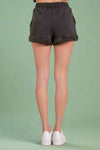 Drawstring Sweatshirt Shorts - Black