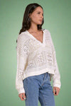 Collared V-Neck Knit Top