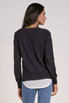 Layered Split Neck Top - Navy