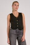 Sleeveless Ribbed Sweater Top - Black