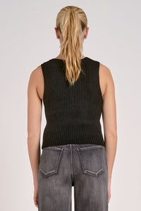 Sleeveless Ribbed Sweater Top - Black