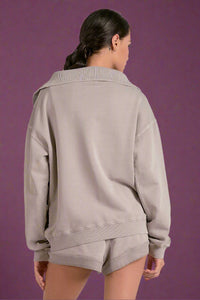Quarter Zip Up Sweatshirt - Grey