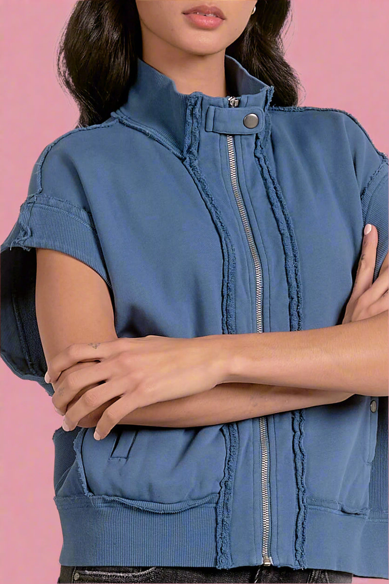Cargo Zipper Vest - Blue