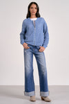 Open Knit Zip Up - Blue