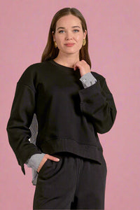 Mixed Media Sweatshirt - Black