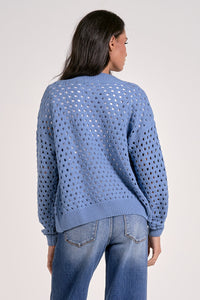 Open Knit Zip Up - Blue