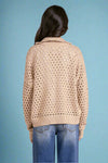 Open Knit Half Zip Sweater - Oat