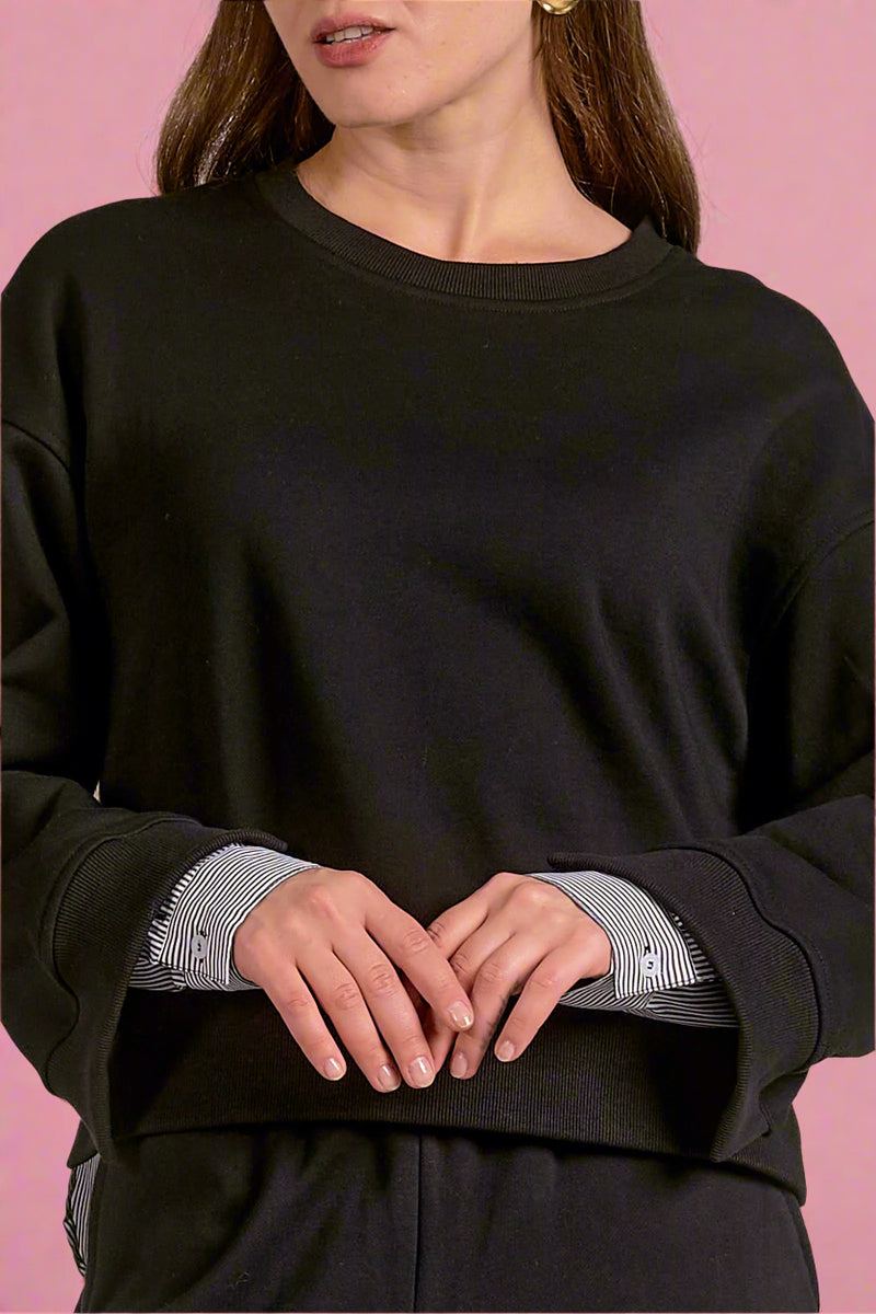 Mixed Media Sweatshirt - Black
