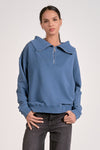 Quarter Zip Up Sweatshirt - Blue