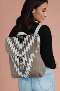 Taupe, Cream & Black Aztec Backpack
