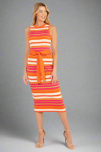 Ribbed Knit Sweater Dress - Orange