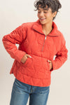 Quilted Half Zip Pullover - Red