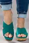 Chandra Crossed Platform Heel - Green