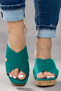 Chandra Crossed Platform Heel - Green