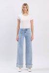 High Rise Carpenter Cuffed Wide Leg Jeans - LV1