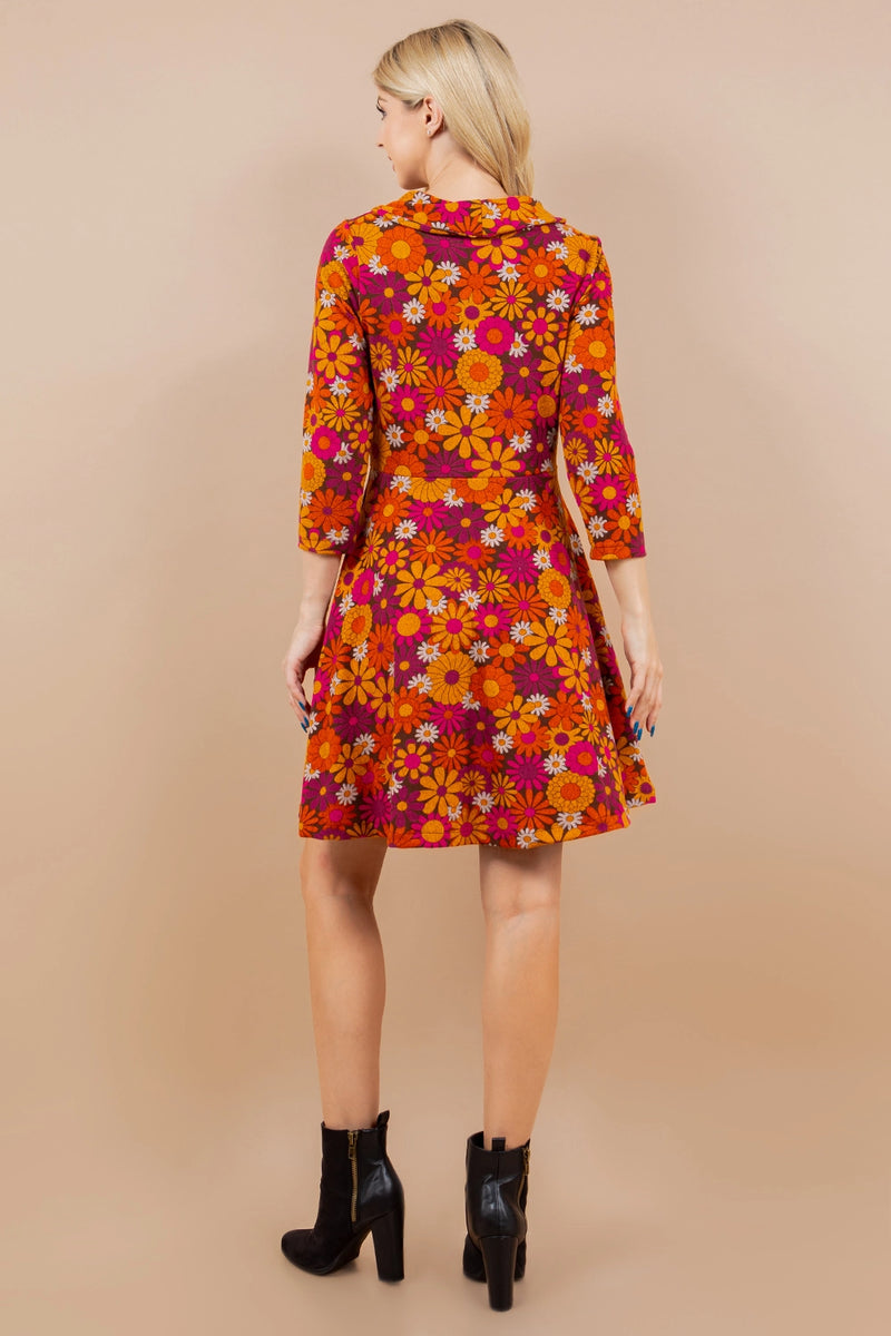 Retro Flower Tunic Dress