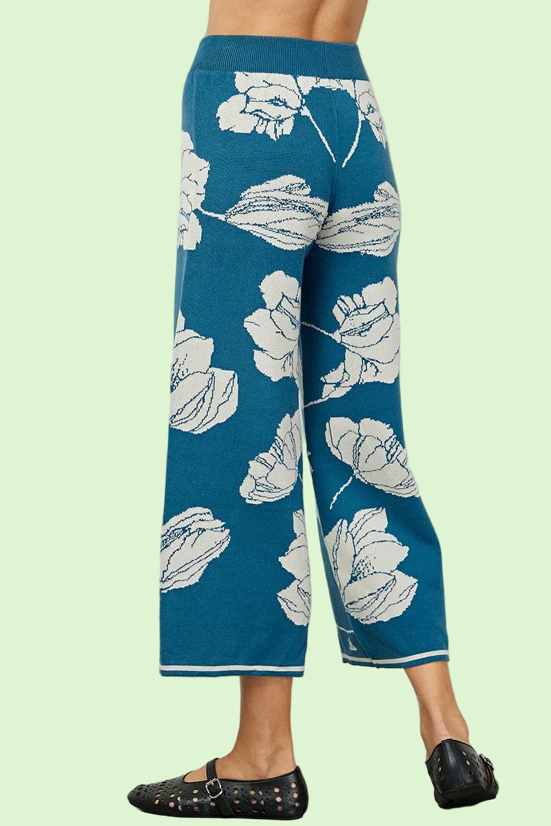 Jacquard Sweater Pants - Blue