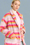 Fuzzy Open Coat Jacket - Pink Orange
