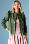 Ruffle Detail Jacket - Olive