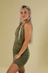 Twisted Scrunch Dress - Olive