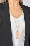 Long Abstract Cut Out Pendant - Taupe