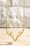 Textured Metal Antler Short Necklace - Gold