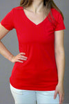 Women's Cotton V-Neck Tee - Red