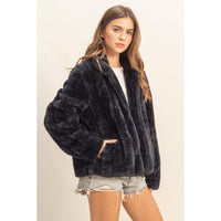 Faux Fur Jacket - Black