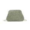 Anastasia Straw Clutch With Chain Strap - Sage